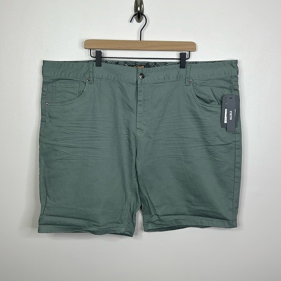 Johnny Bigg Big & Tall Sage Green Colton Print Denim Shorts Men's Size 48 - Picture 1 of 9